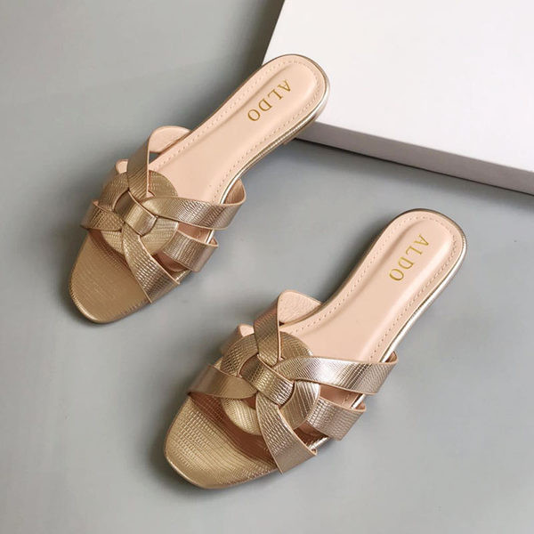 Ženske moderne papuče od eko kože sa sjajnim efektom