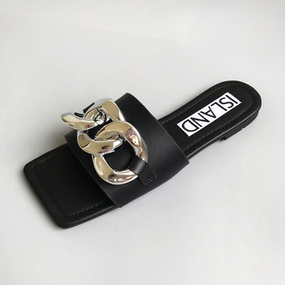 Moderne papuče od eko kože sa metalnim ukrasom