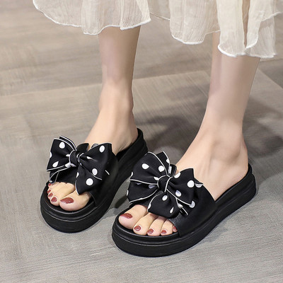 Γυναικείες παντόφλες από οικολογικό δέρμα με κορδέλα νέο μοντέλο