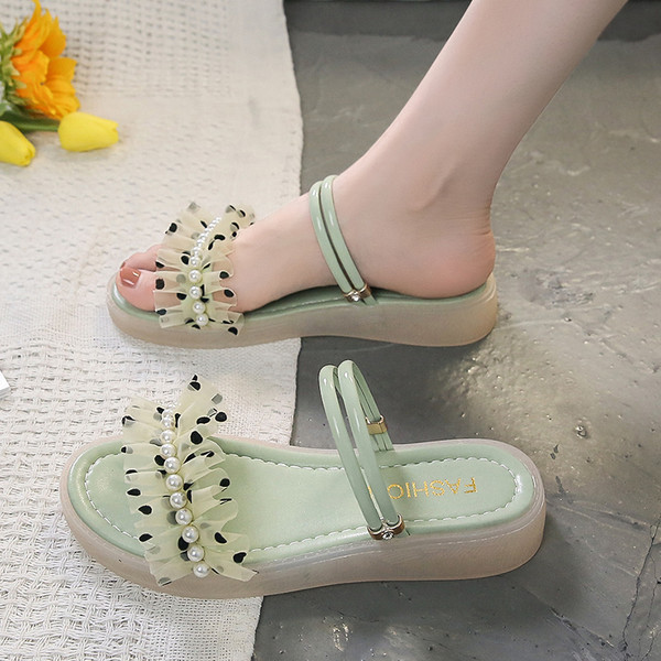 Novi model ženskih papuča sa perlama i tilom