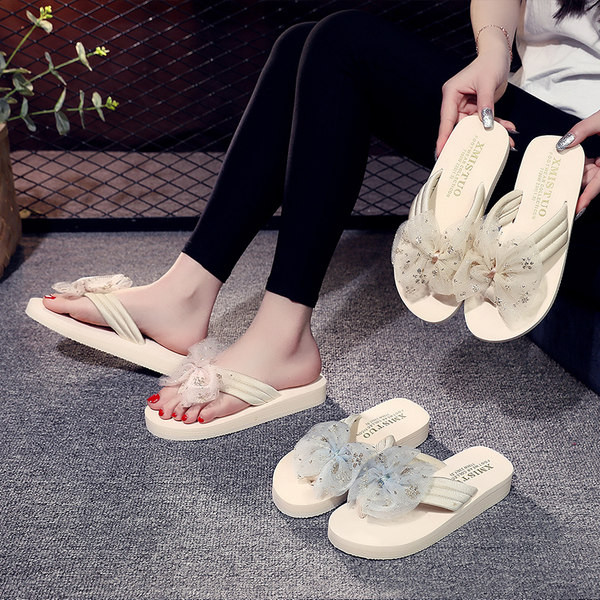 Γυναικείες casual παντόφλες ανάμεσα στα δάχτυλα με κορδέλα