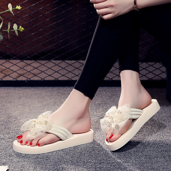 Γυναικείες casual παντόφλες ανάμεσα στα δάχτυλα με κορδέλα