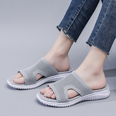 Γυναικείες υφασμάτινες καθημερινές παντόφλες επίπεδη σόλα