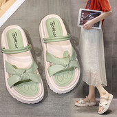 Έκο δερμάτινες casual παντόφλες με ψηλή σόλα 4cm για γυναίκες