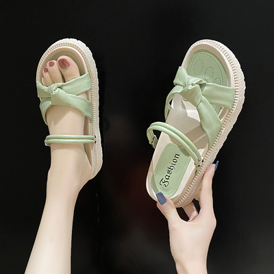 Έκο δερμάτινες casual παντόφλες με ψηλή σόλα 4cm για γυναίκες