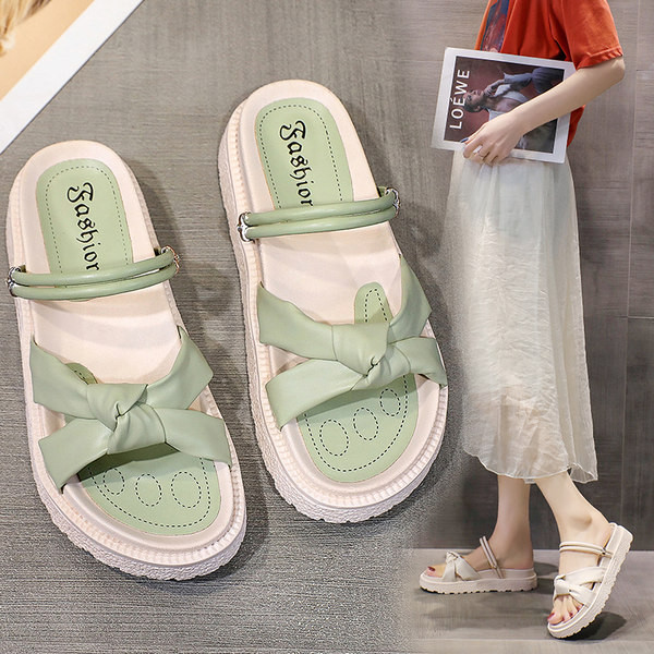 Έκο δερμάτινες casual παντόφλες με ψηλή σόλα 4cm για γυναίκες