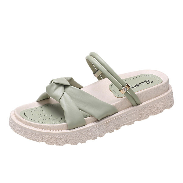 Έκο δερμάτινες casual παντόφλες με ψηλή σόλα 4cm για γυναίκες