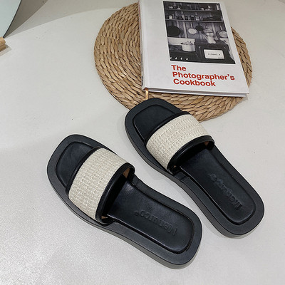 Casual flat τετράγωνες παντόφλες