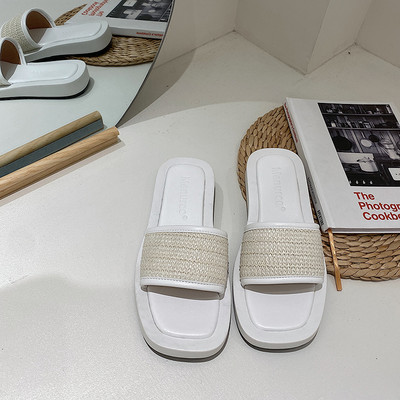 Casual flat τετράγωνες παντόφλες