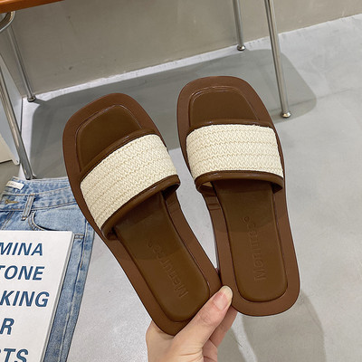 Casual flat τετράγωνες παντόφλες