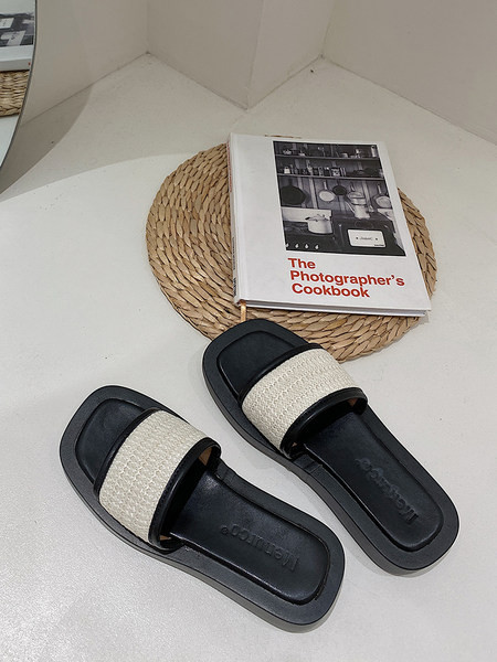 Casual flat τετράγωνες παντόφλες