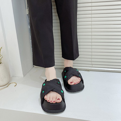 Νέο μοντέλο γυναικείες παντόφλες με σταυρωτά λουράκια - τρία χρώματα