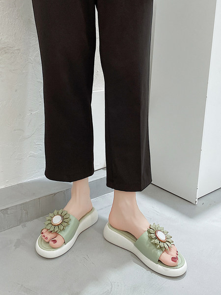 Casual γυναικείες παντόφλες με 3D διακόσμηση