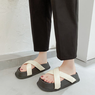 Ženske papuče s platformom na remenčiće