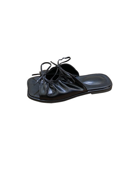 Γυναικείες έκο  δερμάτινες παντόφλες με κορδέλα σε τρία χρώματα