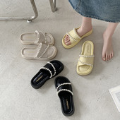 Νέο μοντέλο γυναικείες παντόφλες με πέρλες - τρία χρώματα