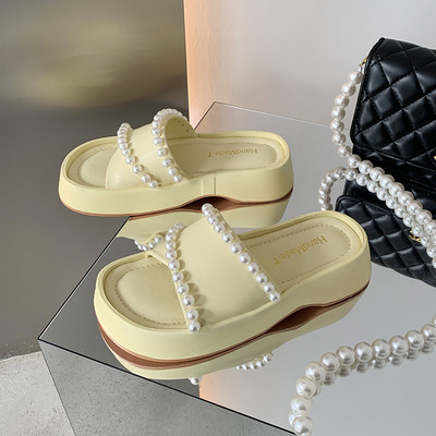 Νέο μοντέλο γυναικείες παντόφλες με πέρλες - τρία χρώματα