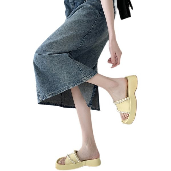 Νέο μοντέλο γυναικείες παντόφλες με πέρλες - τρία χρώματα