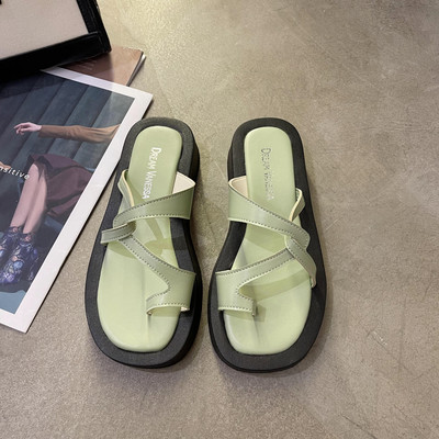 Kožne papuče ravnog potplata u više boja za žene