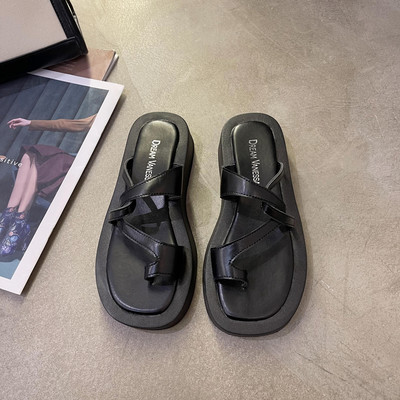 Kožne papuče ravnog potplata u više boja za žene