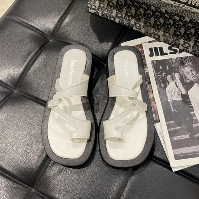 Kožne papuče ravnog potplata u više boja za žene