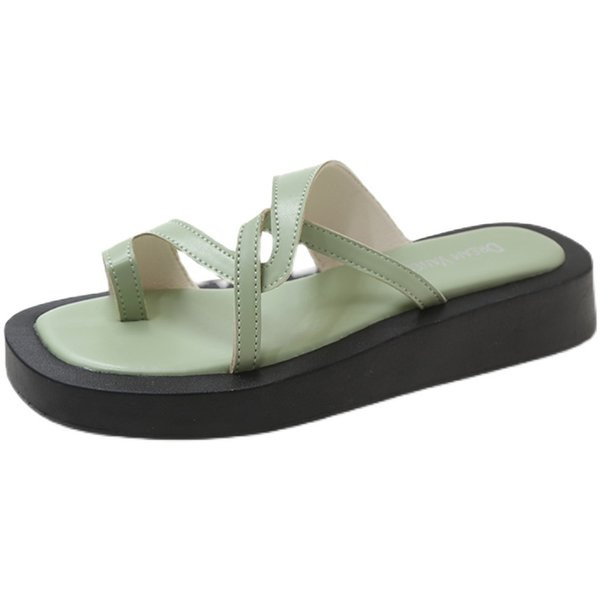 Kožne papuče ravnog potplata u više boja za žene