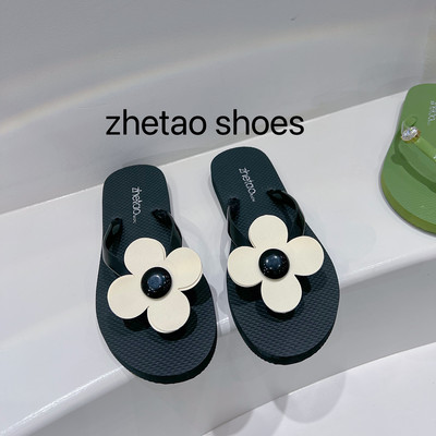 Silikona flip flops ar ziedu