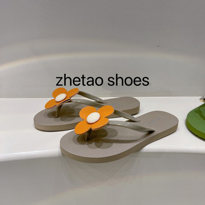 Silikona flip flops ar ziedu