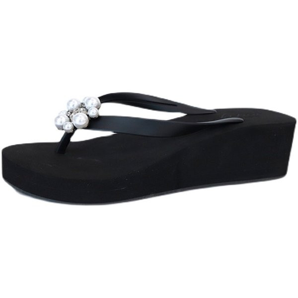 Ženske papuče između prstiju s ukrasima od bisera i kamenčića