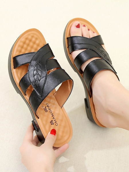 Ženske ležerne papuče s platformom i naramenicama od eko kože