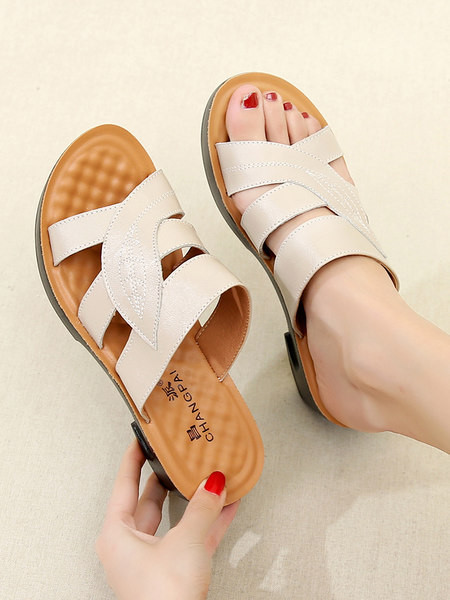 Ženske ležerne papuče s platformom i naramenicama od eko kože