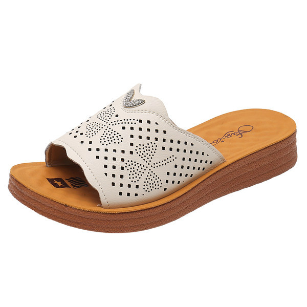 Novi model ženskih papuča od umjetne kože - crna i bijela boja