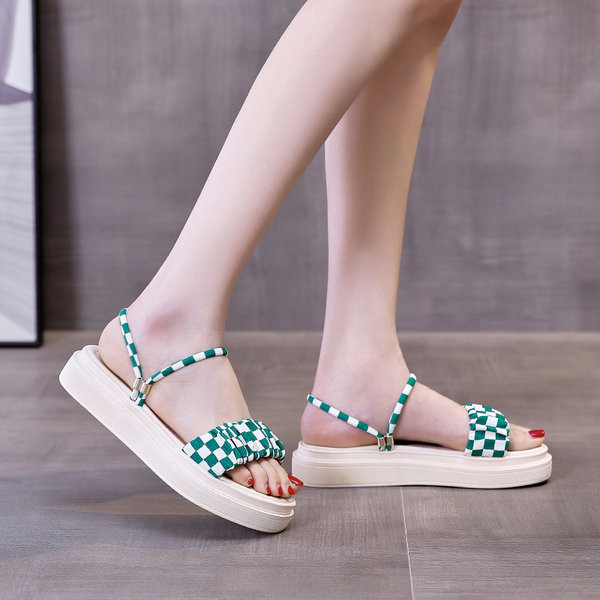 Karirane papuče s debelim potplatom - dvije boje za žene