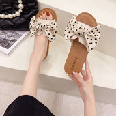 Moderne ženske papuče od eko kože sa tekstilnom trakom