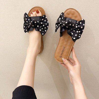 Moderne ženske papuče od eko kože sa tekstilnom trakom