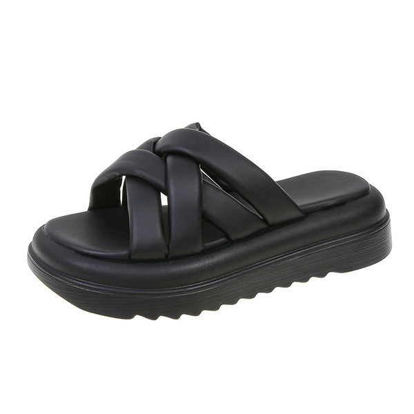 Ženske papuče na platformu s ukrštenim mekanim naramenicama