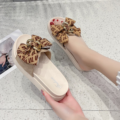 Ženske papuče s visokim đonom od 4 cm i trakom