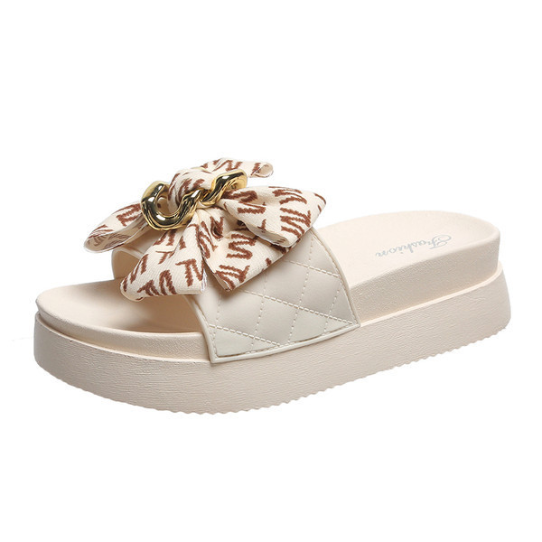 Ženske papuče s visokim đonom od 4 cm i trakom