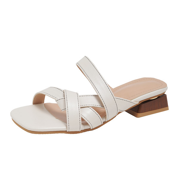 Casual παντόφλες με χιαστί λουράκια από οικολογικό δέρμα