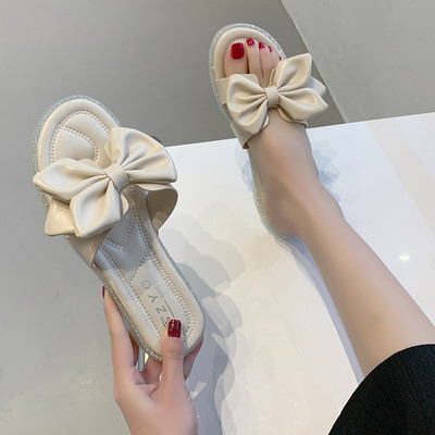 Γυναικείες casual παντόφλες με κορδέλα