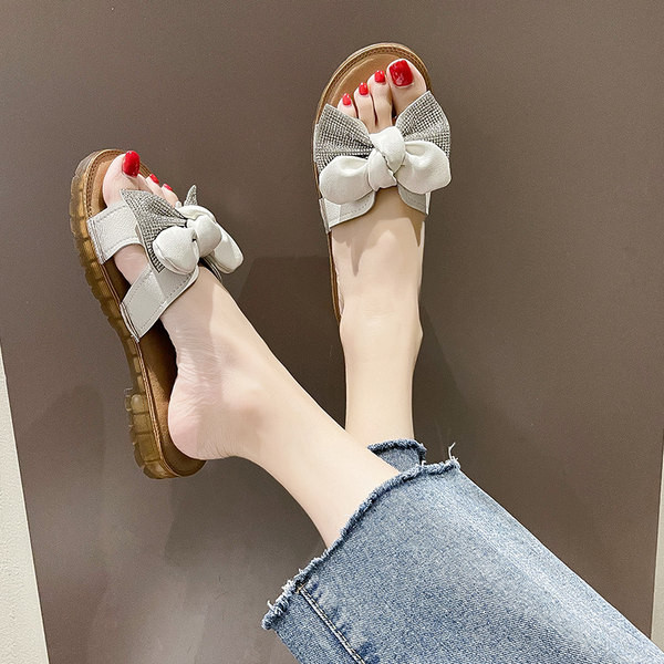 Γυναικείες casual παντόφλες με 3D κορδέλα