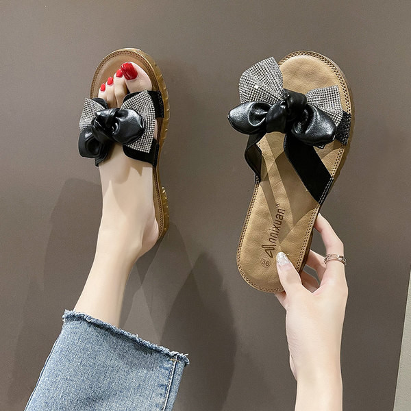 Γυναικείες casual παντόφλες με 3D κορδέλα