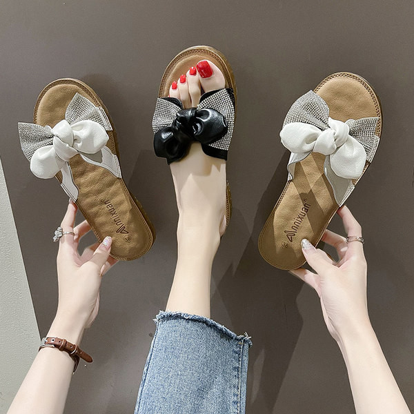 Γυναικείες casual παντόφλες με 3D κορδέλα