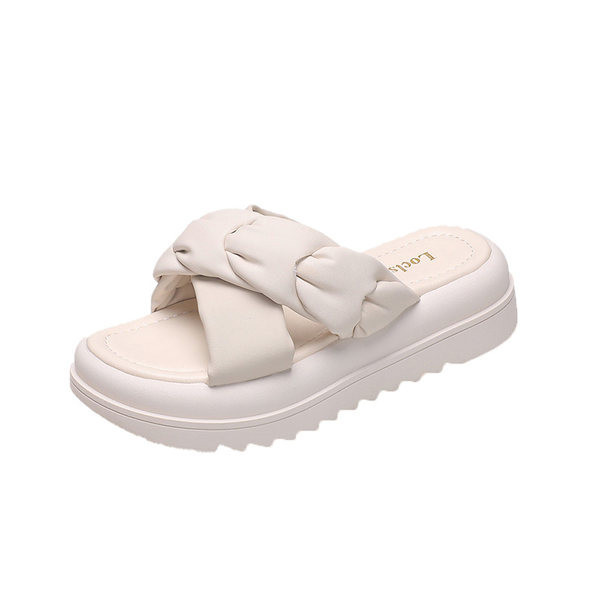 Γυναικείες παντόφλες με ψηλή σόλα 4,5cm από τεχνητό δέρμα