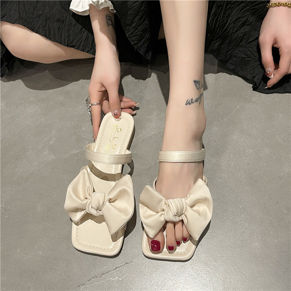 Οικολογικές τετράγωνες παντόφλες με κορδέλα για γυναίκες