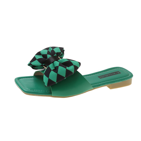 Ženske četvrtaste papuče od eko kože s ravnim potplatom