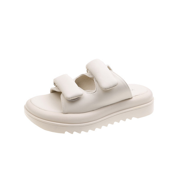 Γυναικείες παντόφλες με ψηλή σόλα 5 cm και κούμπωμα με velcro