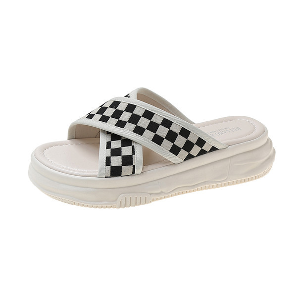 Ženske papuče s kariranim križnim naramenicama