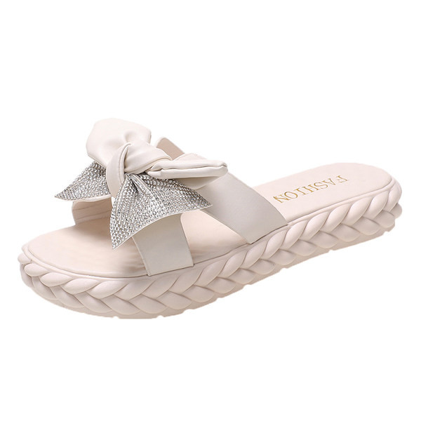 Casual παντόφλες με κορδέλα και ψηλή σόλα 3εκ