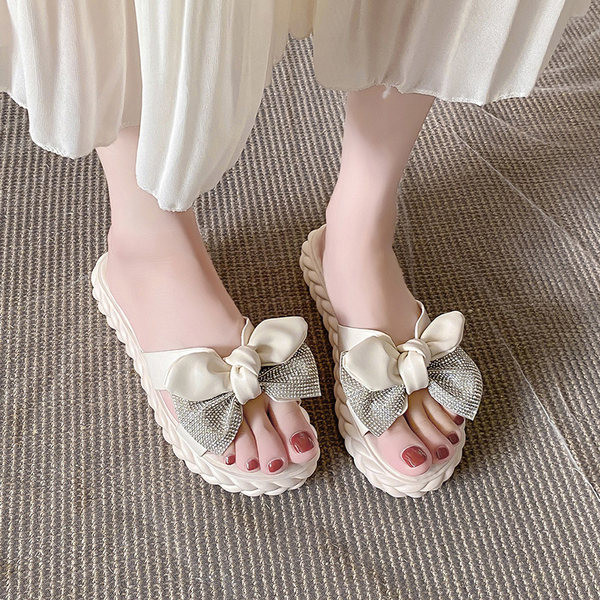 Casual παντόφλες με κορδέλα και ψηλή σόλα 3εκ